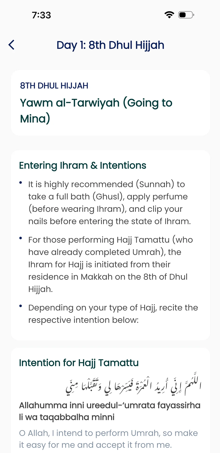 Day 1: 8th Dhul Hajjah